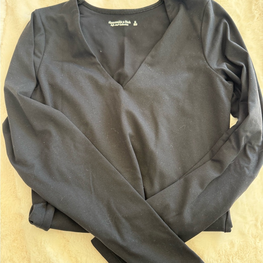 Black Long Sleeve V-Neck Bodysuit